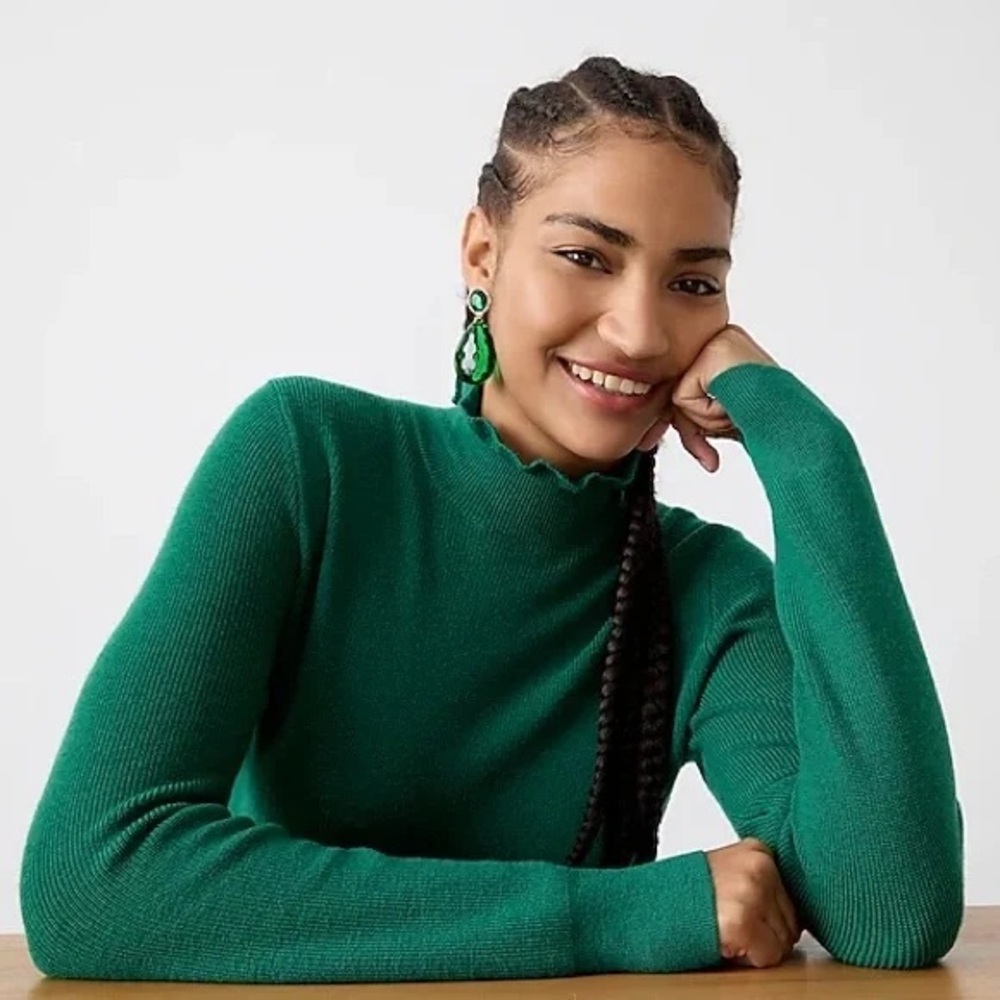 J Crew Ruffleneck merino wool sweater item BJ571